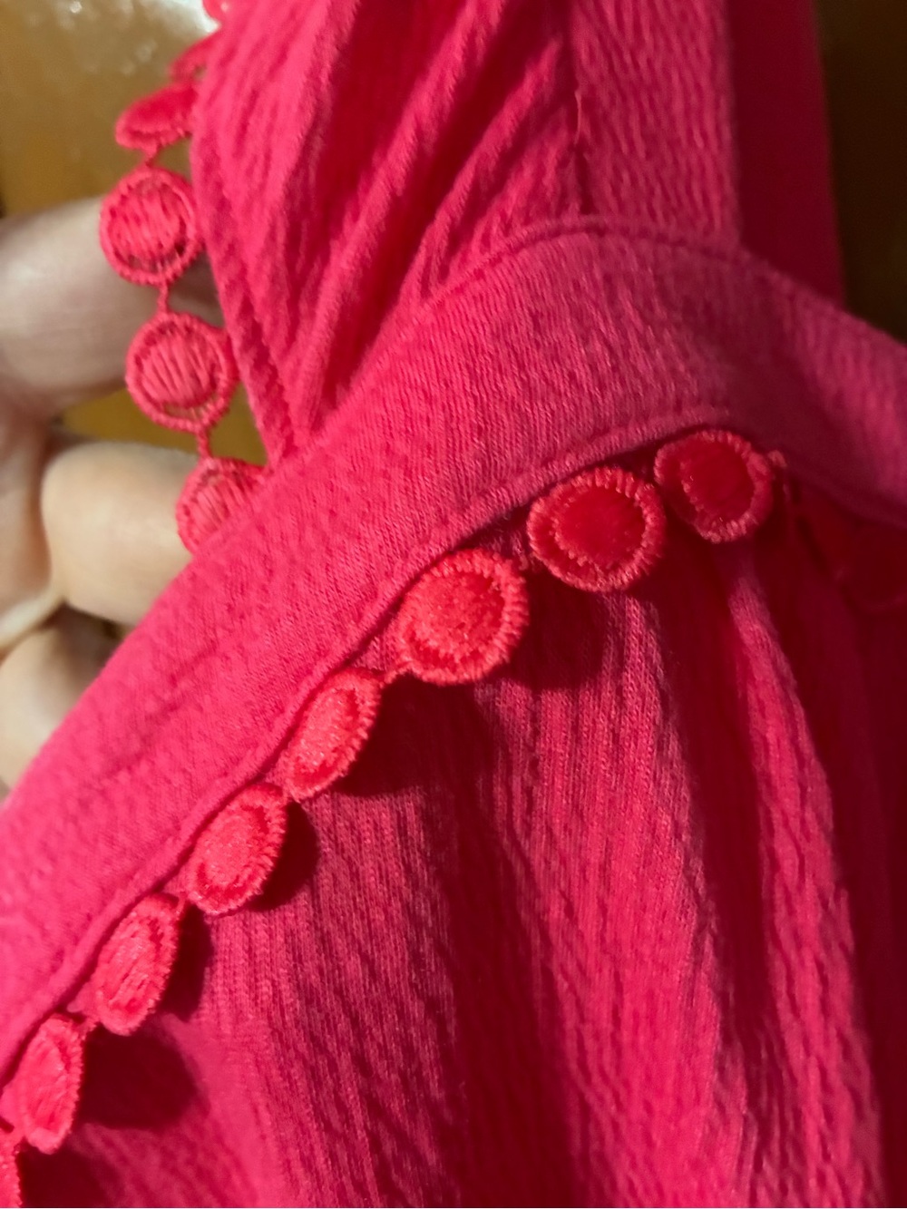 🦋 NWT $30 Bright Pink Pom-Trim Camisole Tank - Picture 2 of 5